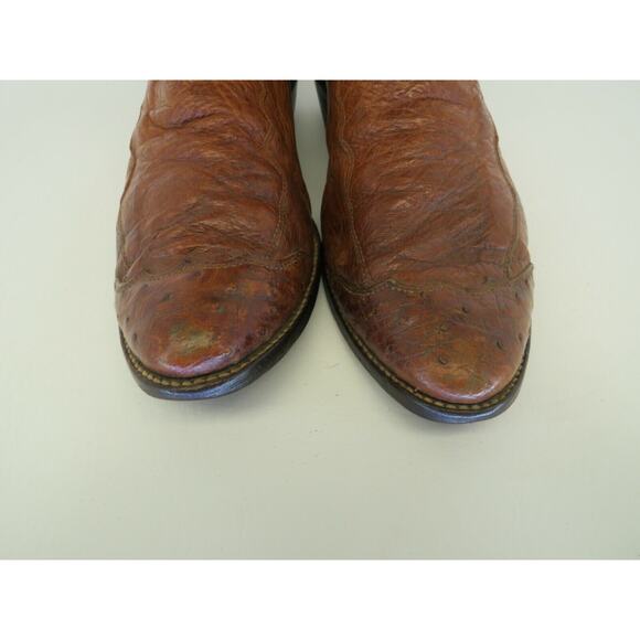 Justin Brown Leather Ostrich Cowboy Western Boots Mens Size 10 D main image 7